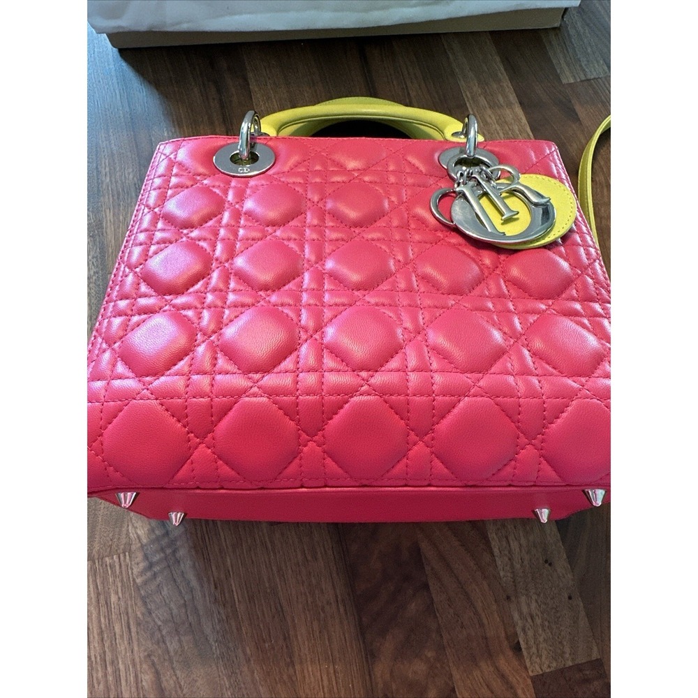 Christian Dior Lady Dior Cannage 2way Handbag Pink Tricolor. Leather Large Bag - Picture 16 of 16